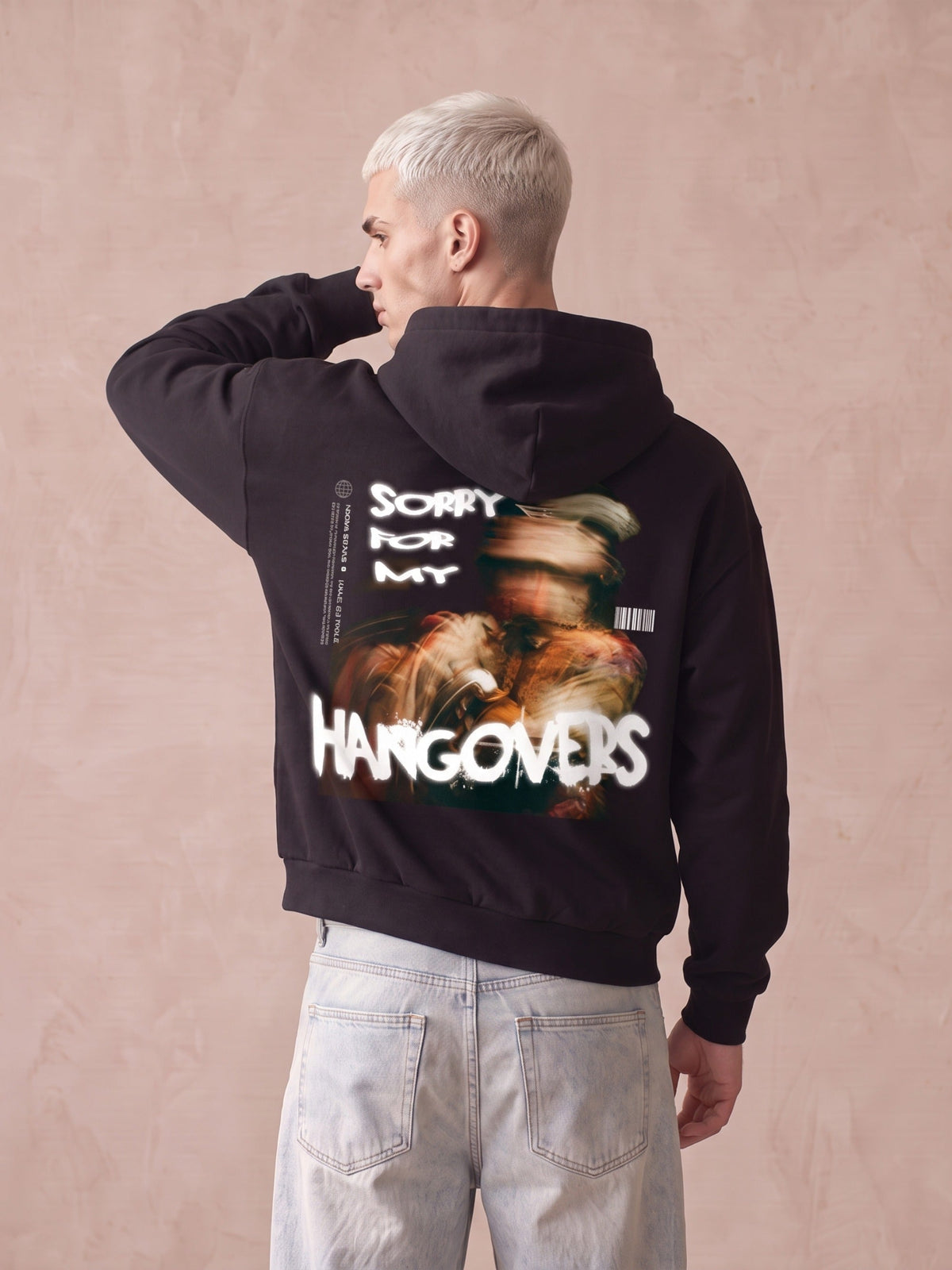 Felpa con Cappuccio Nera Oversize Hangover 330g