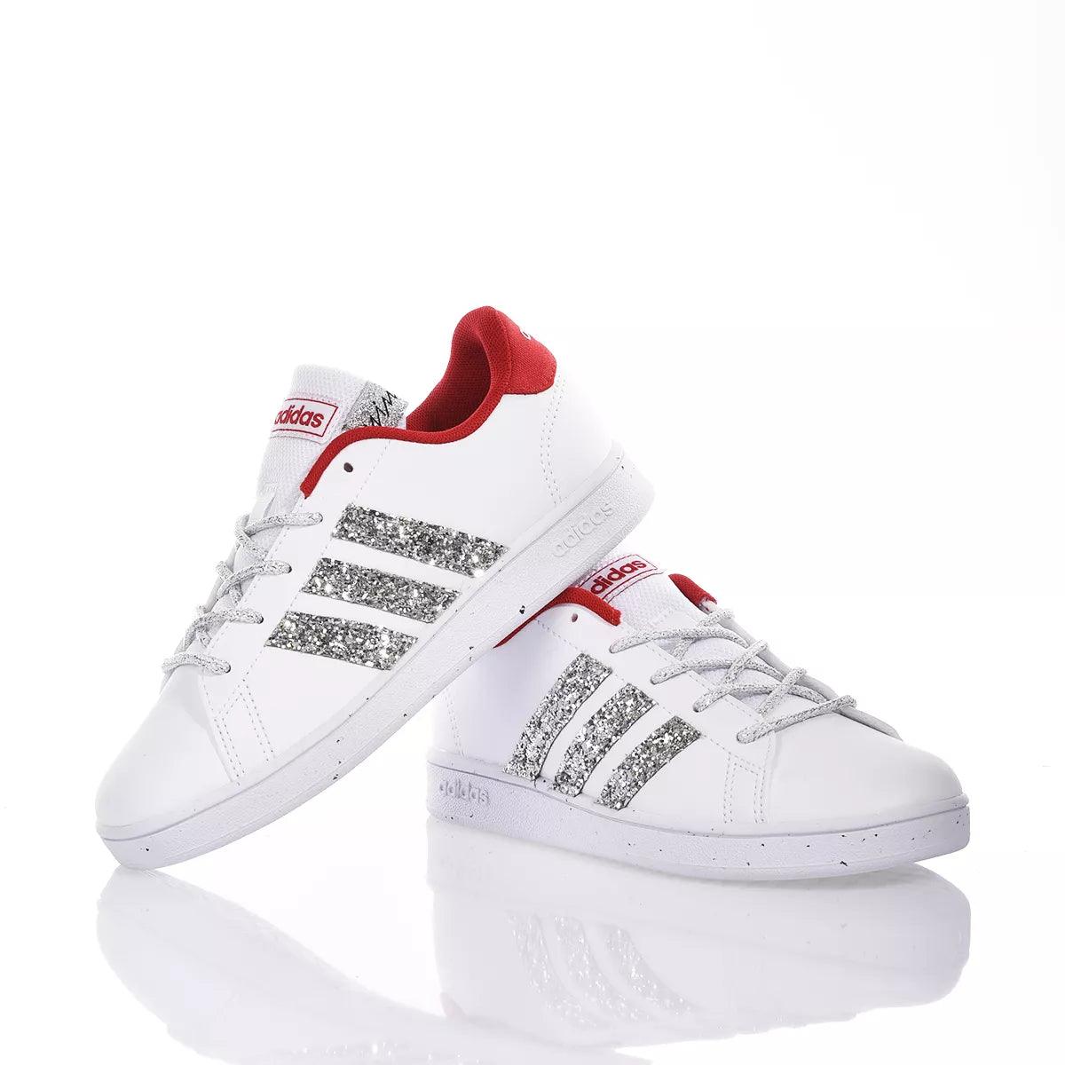 Adidas Junior Red &amp; Silver