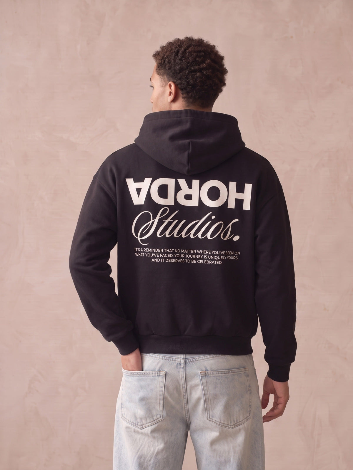 Felpa con Cappuccio Nera Oversize Reverse 330g