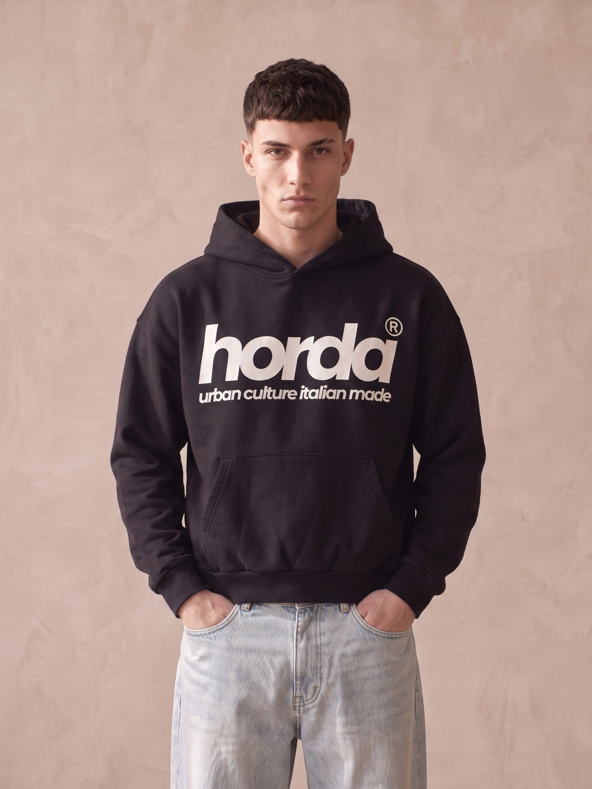 Felpa con Cappuccio Nera Oversize Urban 330g