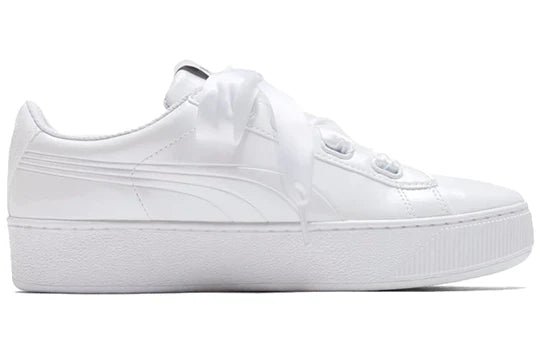 Puma Women's Vikky Platform Ribbon 366419 02 White Wedge Sneakers