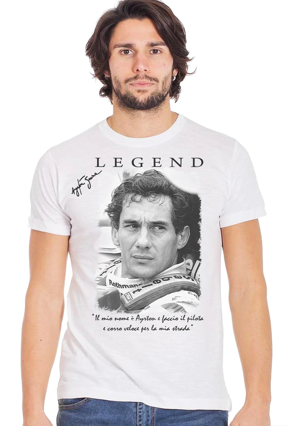 Street Style Ayrton Senna The Legend Bianco - T-shirt Uomo