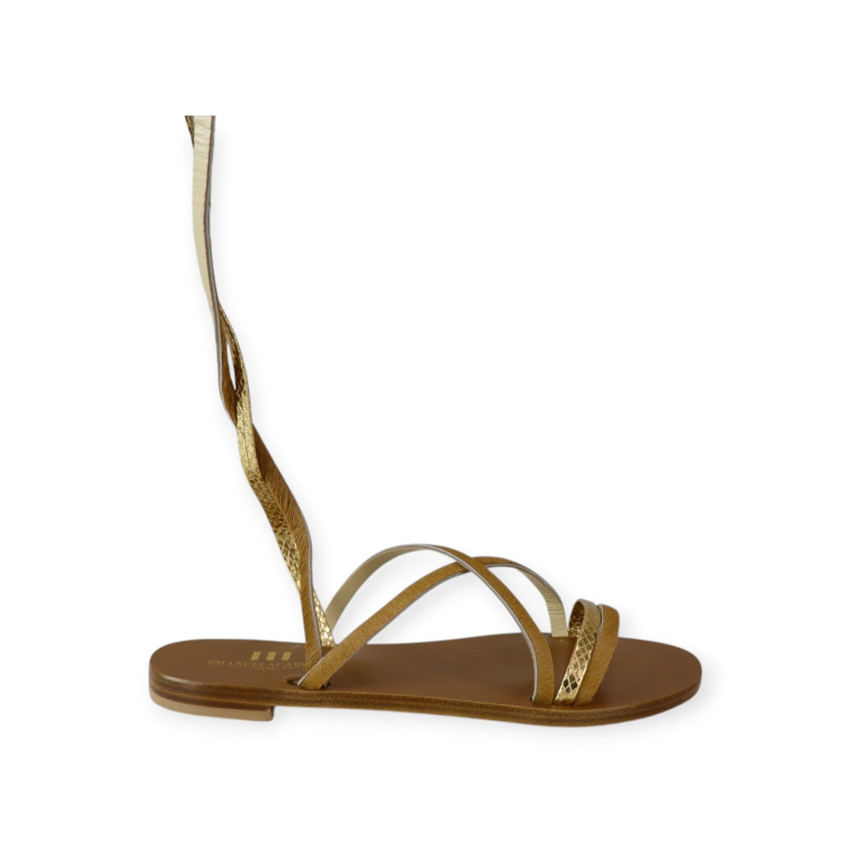 SANDALO FLAT CUOIO E ORO