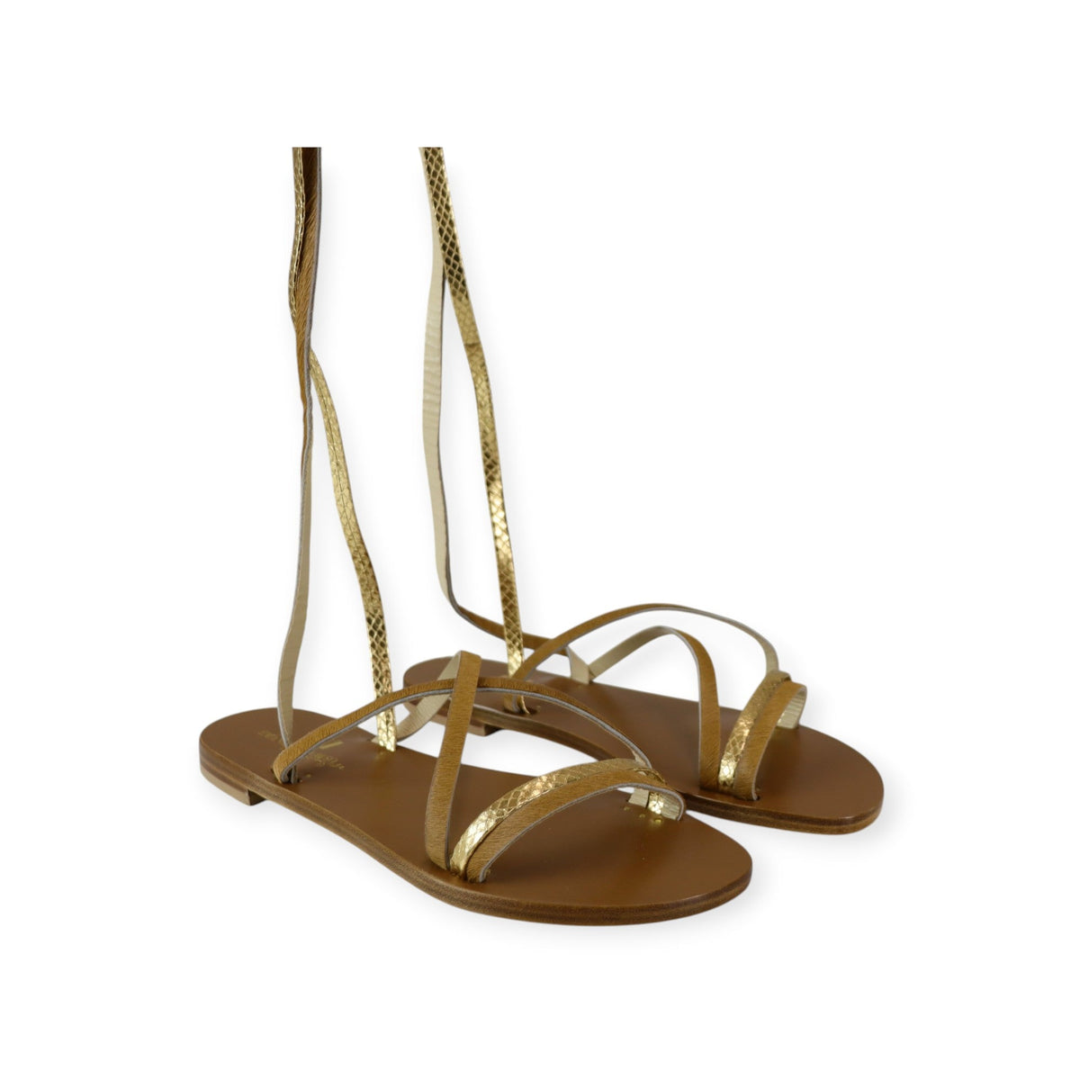 SANDALO FLAT CUOIO E ORO