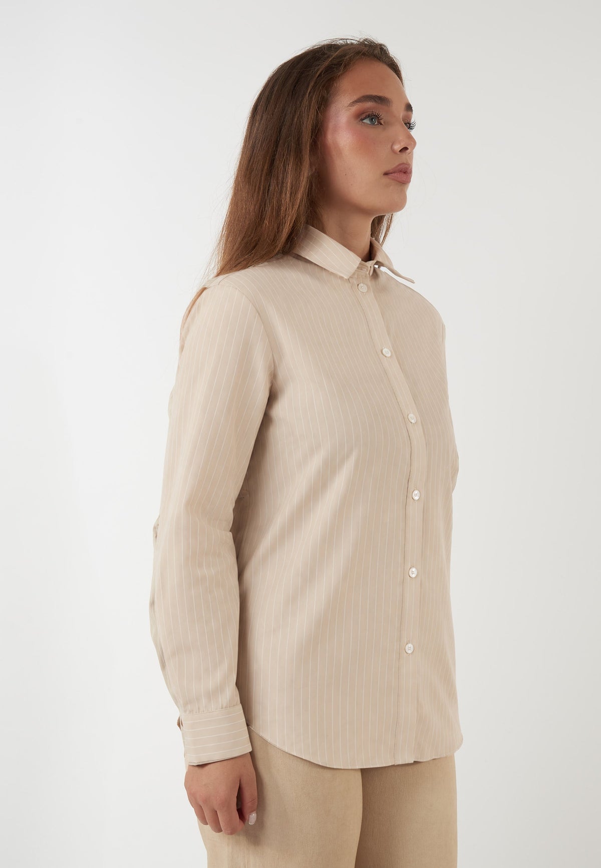 CAMICIA DANZA BEIGE A RIGHE