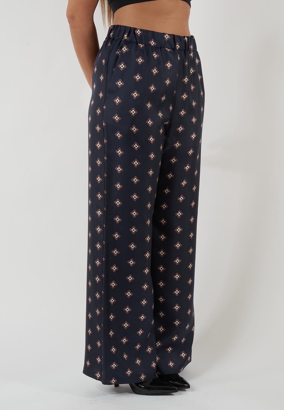 PANTALONE DATTI BLU A FANTASIA