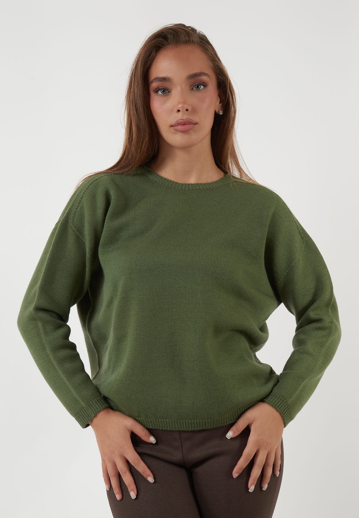 MAGLIA GIROCOLLO IN LANA VERDE OLIVA
