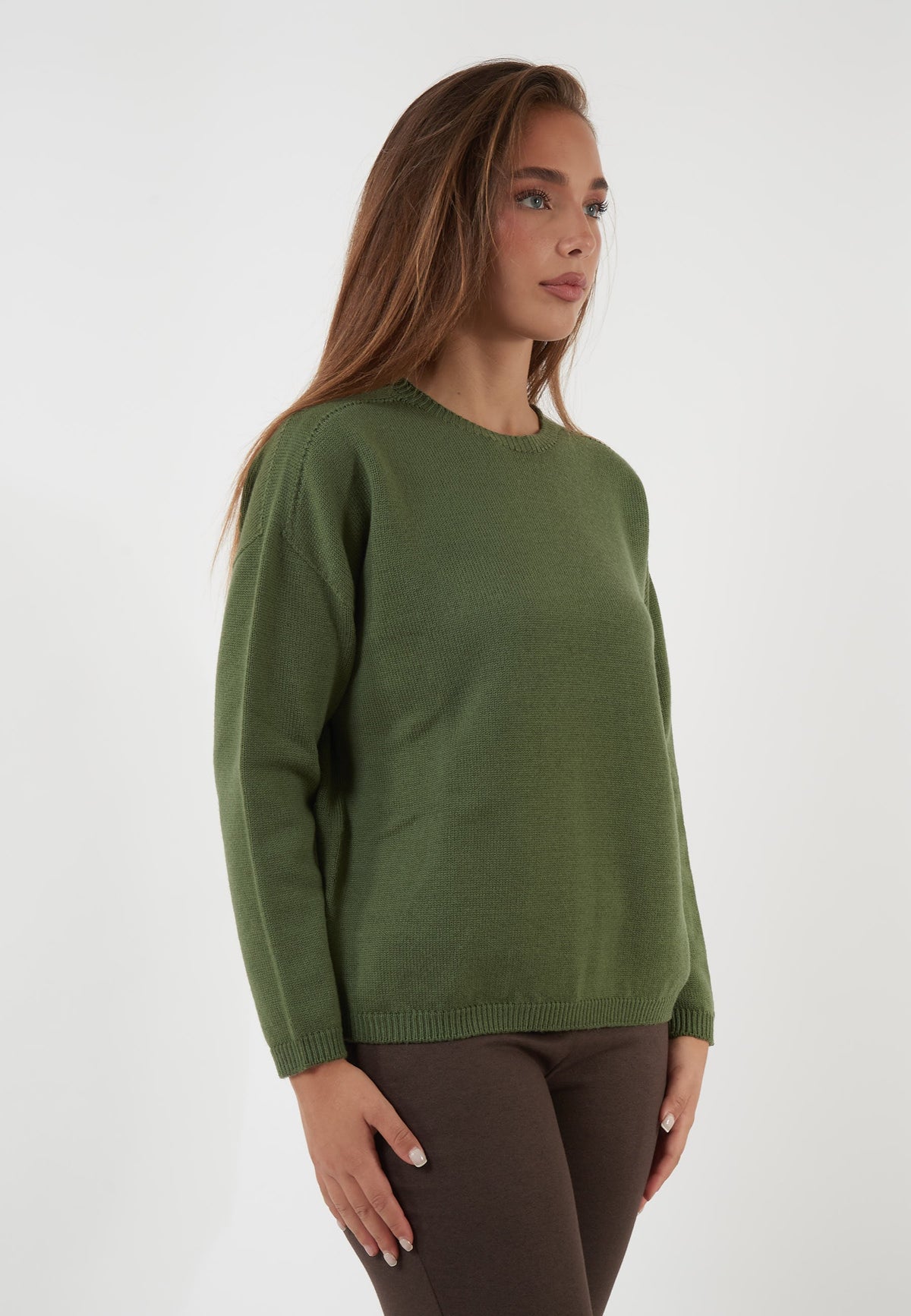 MAGLIA GIROCOLLO IN LANA VERDE OLIVA