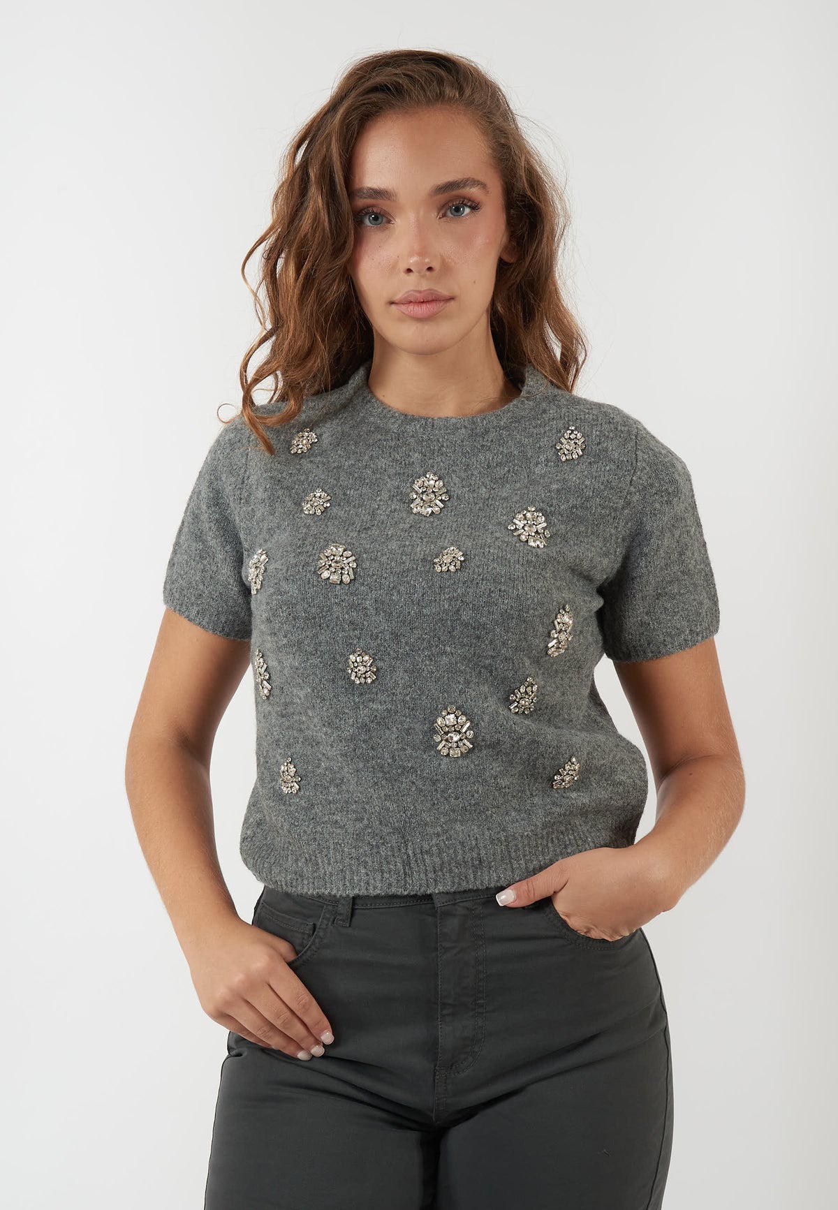 T-SHIRT IN MAGLIA TENACE GRIGIA