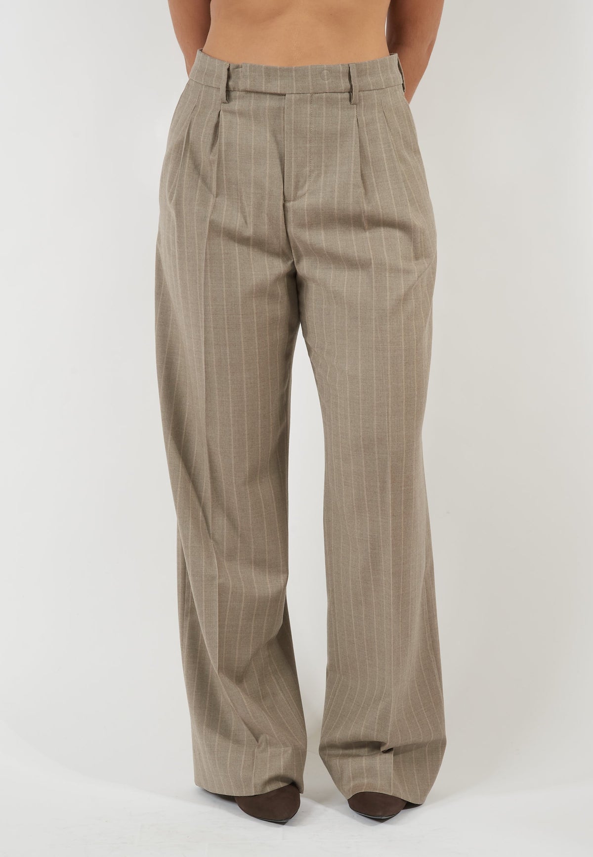 PANTALONE WHITE BEIGE GESSATO