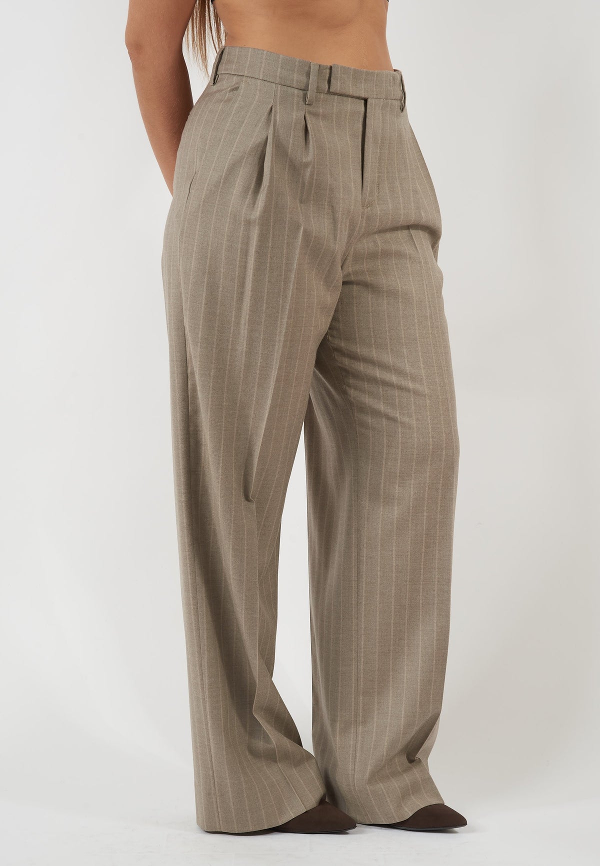 PANTALONE WHITE BEIGE GESSATO