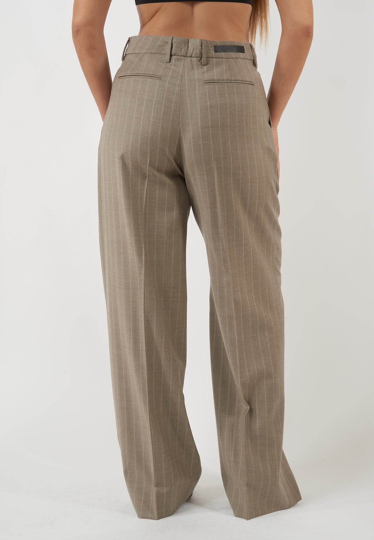 PANTALONE WHITE BEIGE GESSATO