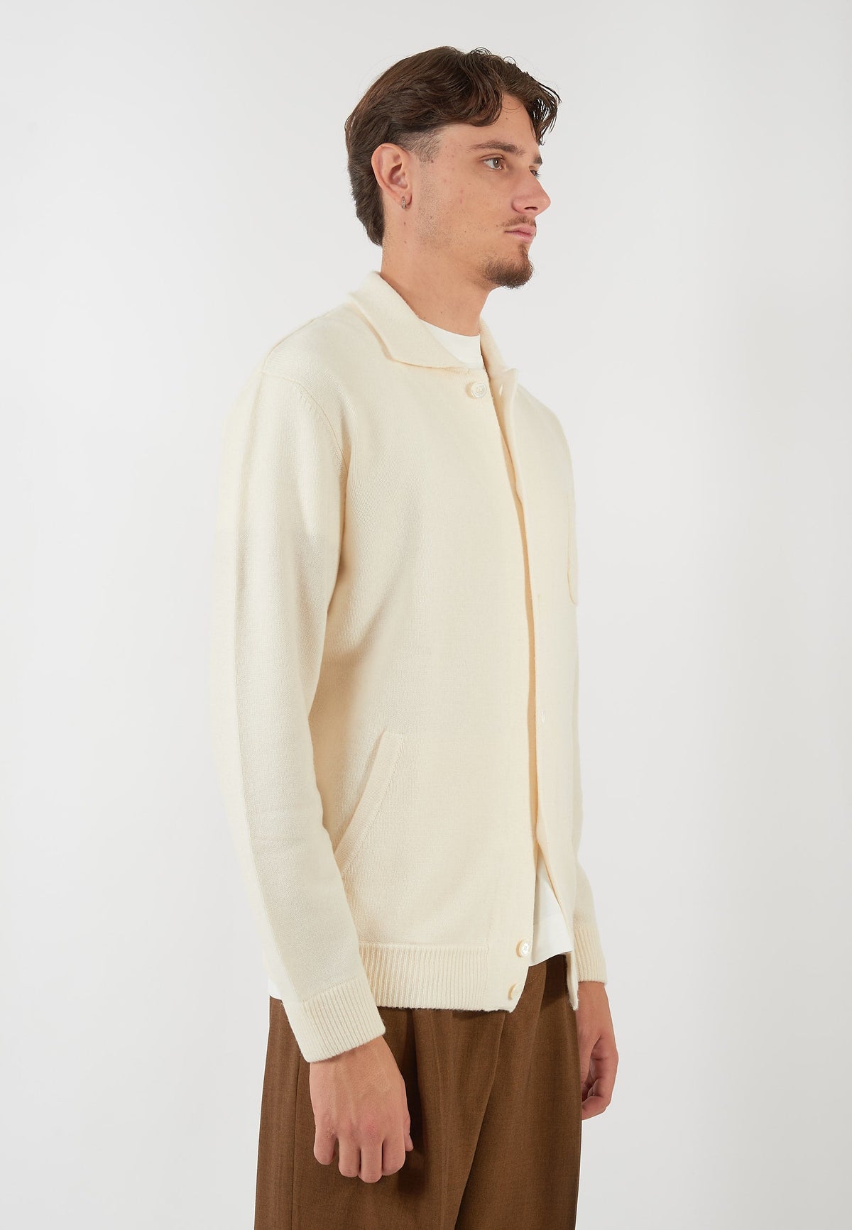 GIACCA CAMICIA IN MAGLIA PANNA