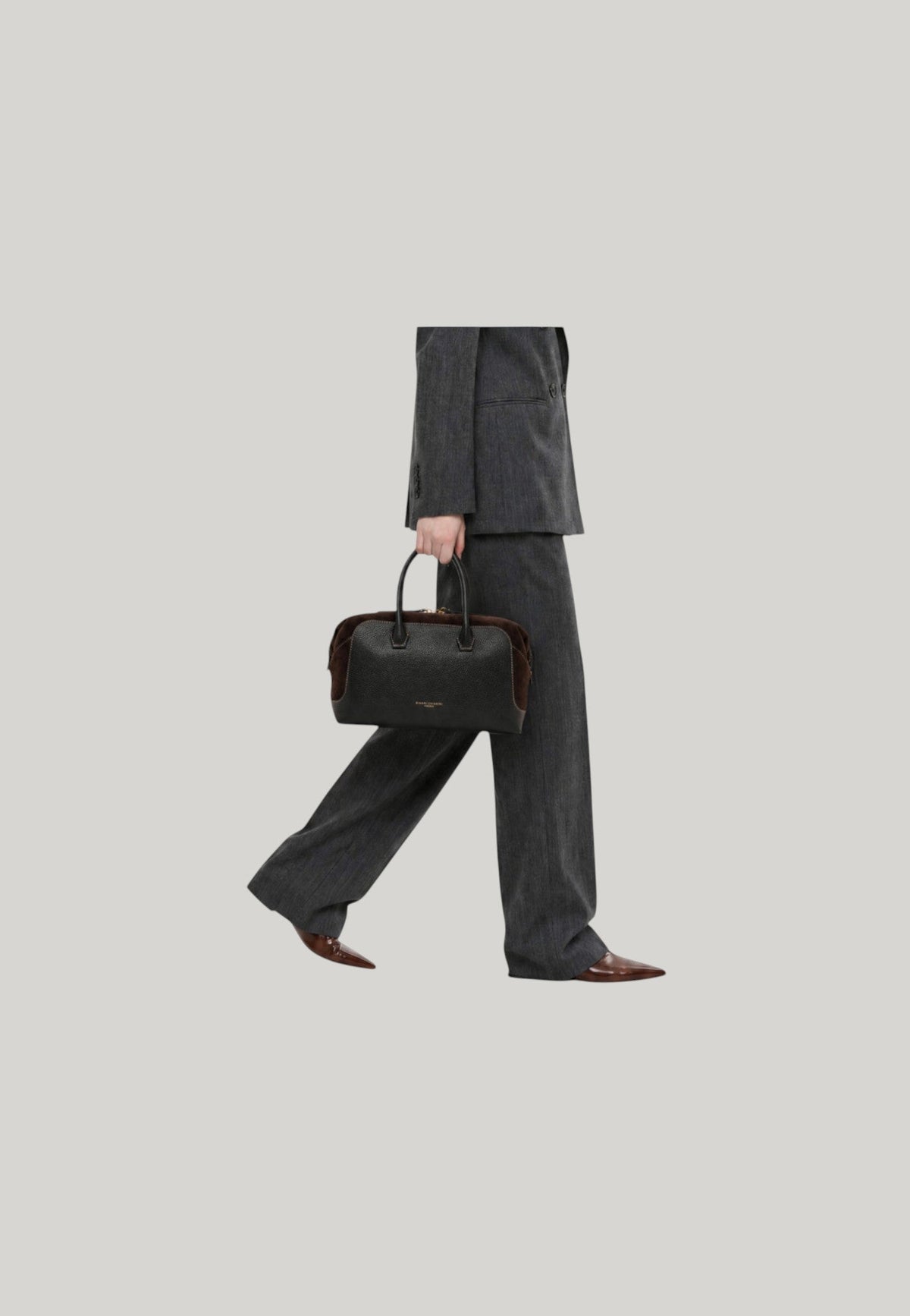 BORSA BAULETTO GEMMA LARGE NERA E MARRONE