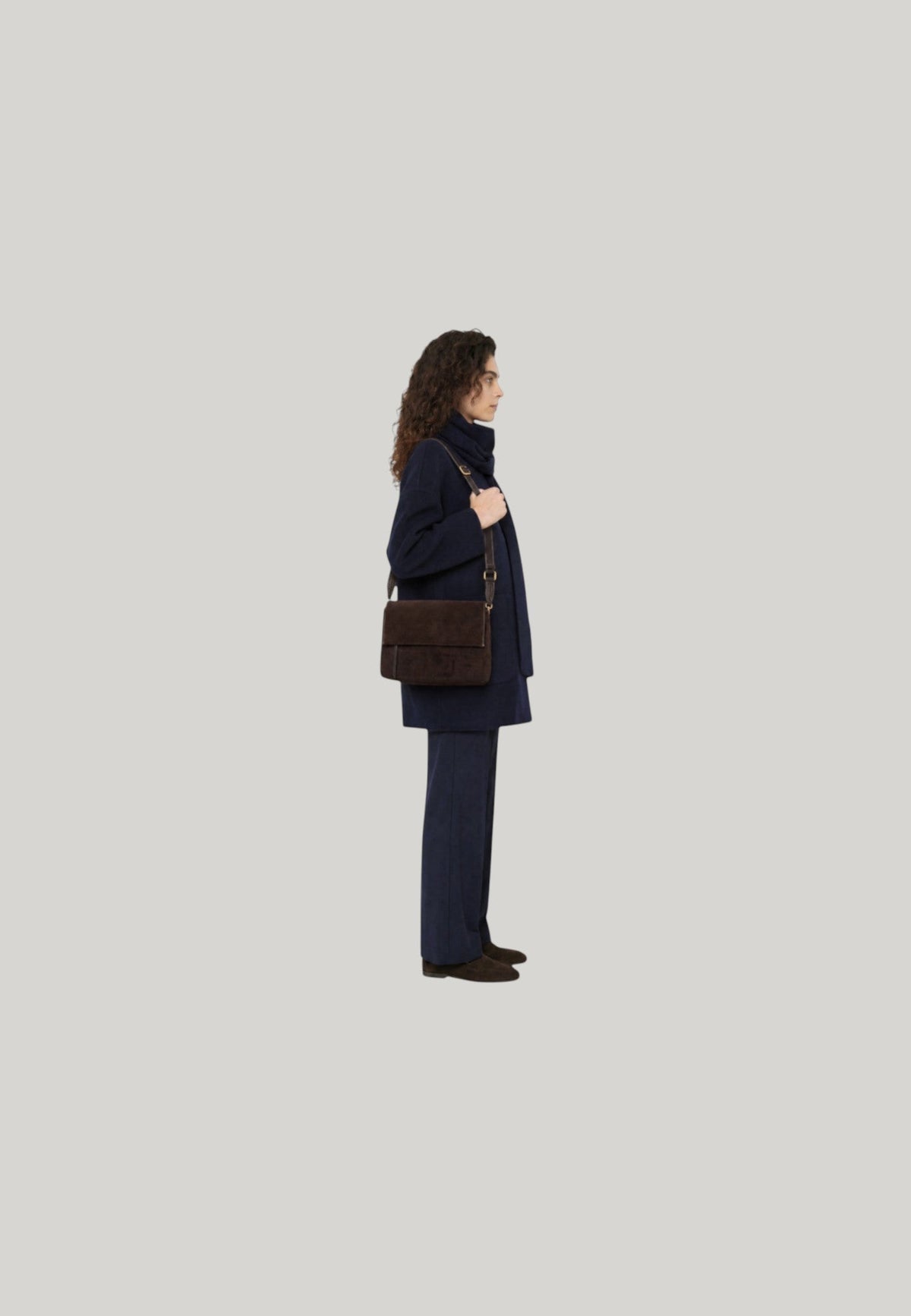 BORSA A TRACOLLA THREE MID MARRONE