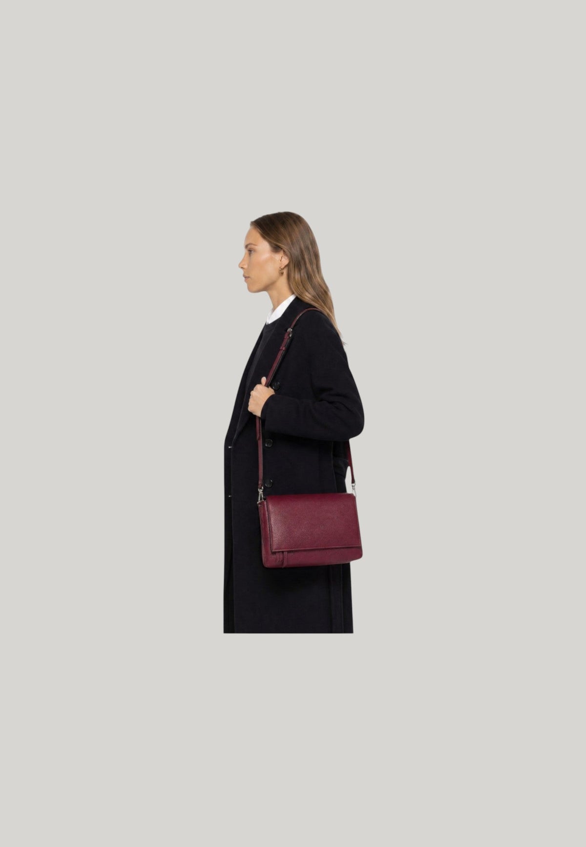 BORSA A TRACOLLA THREE BORDEAUX
