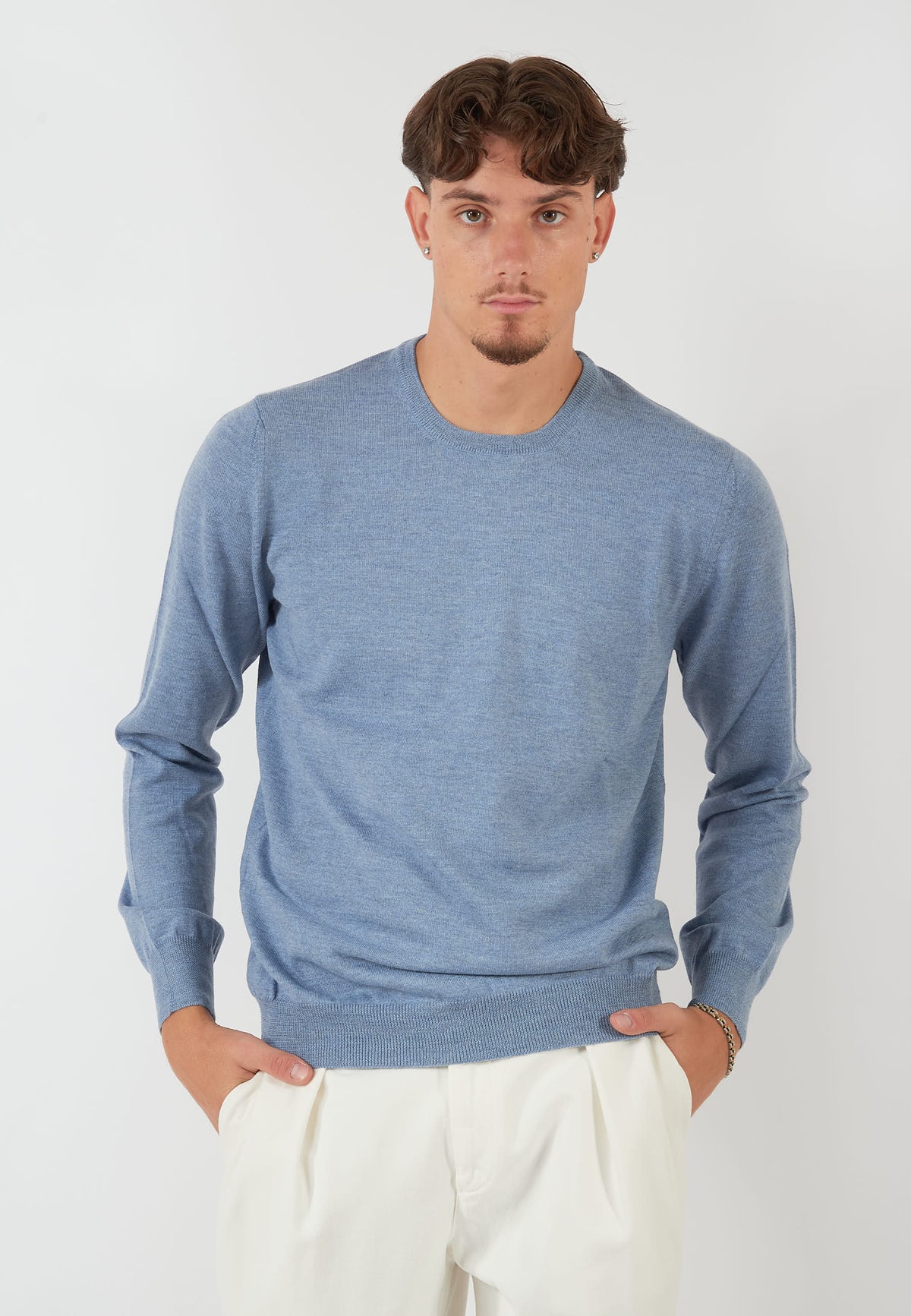 MAGLIA PARICOLLO AZZURRO POLVERE