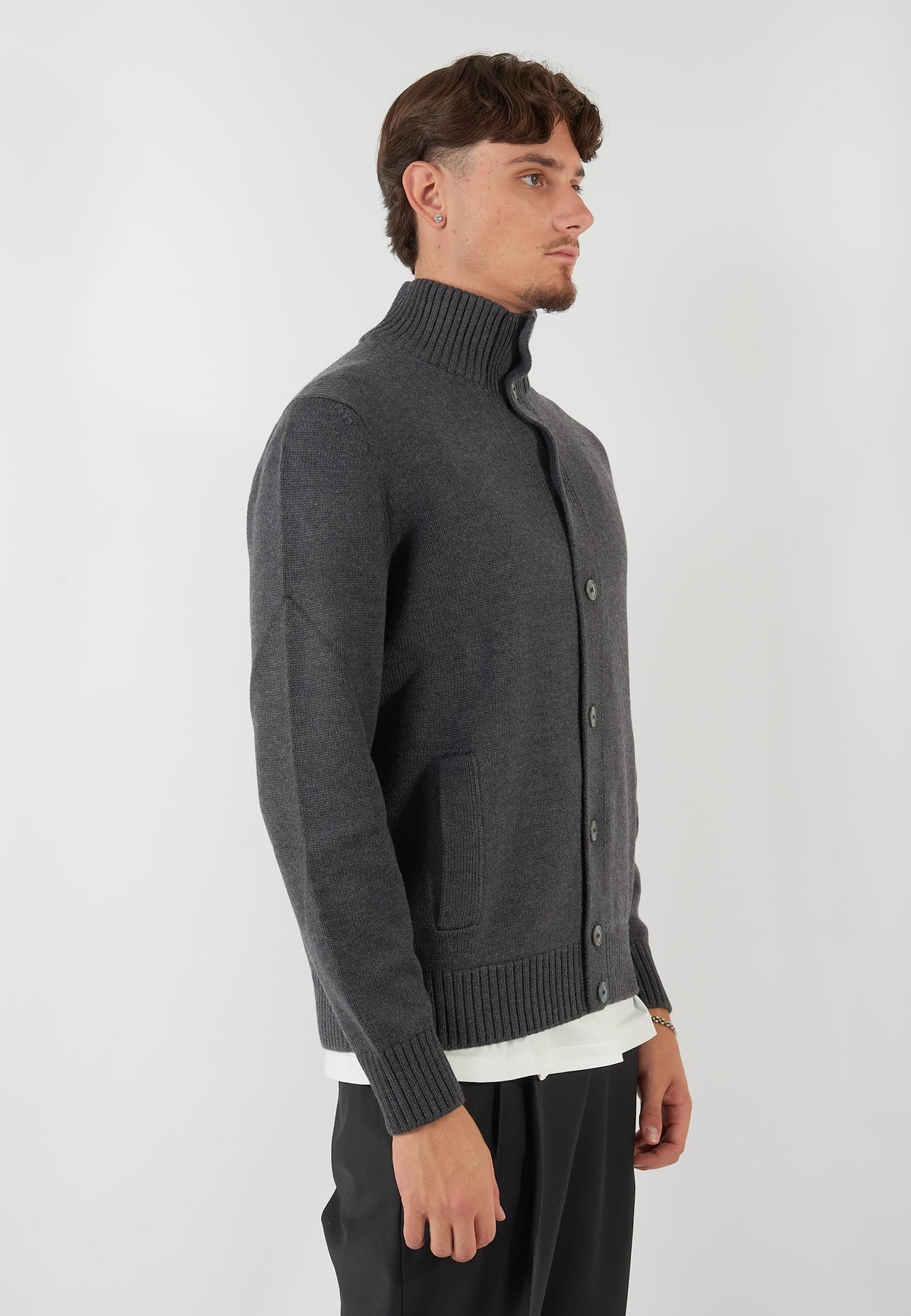 CARDIGAN COREANO GRIGIO