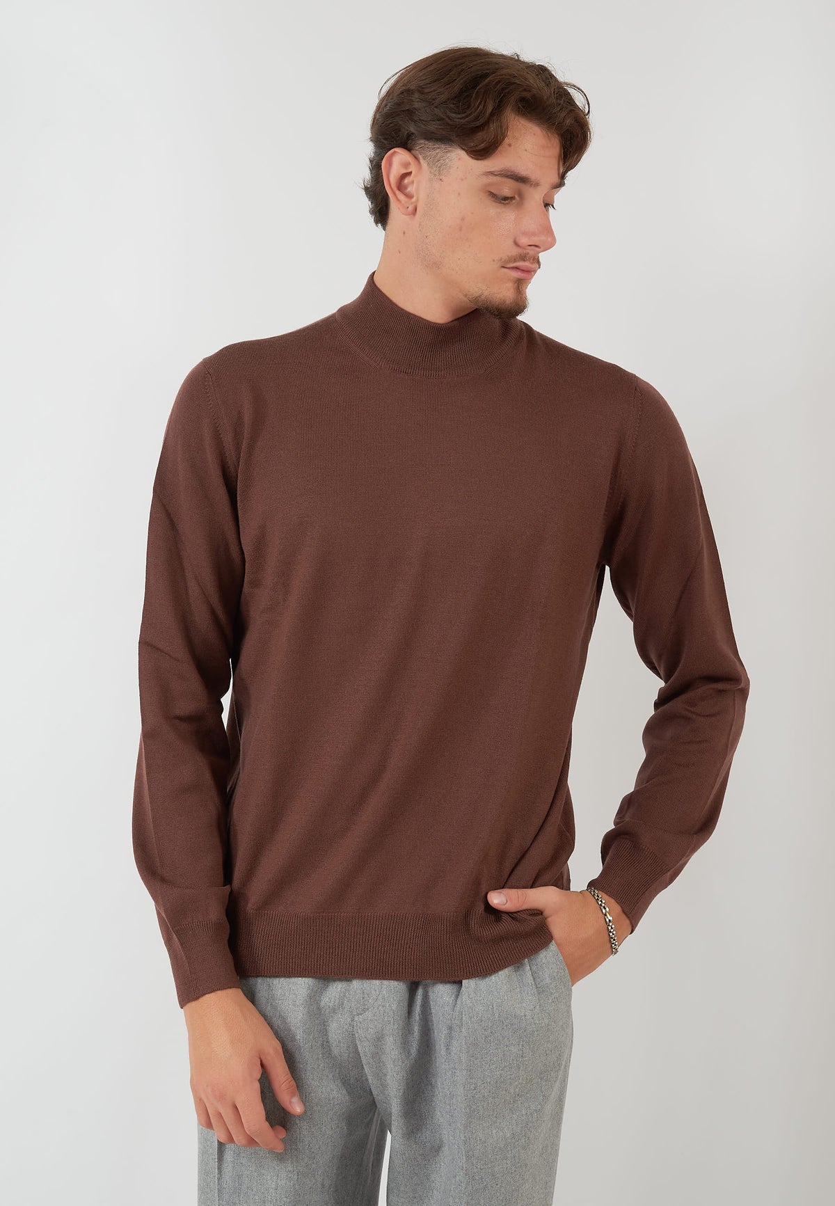 MAGLIA LUPO MARRONE