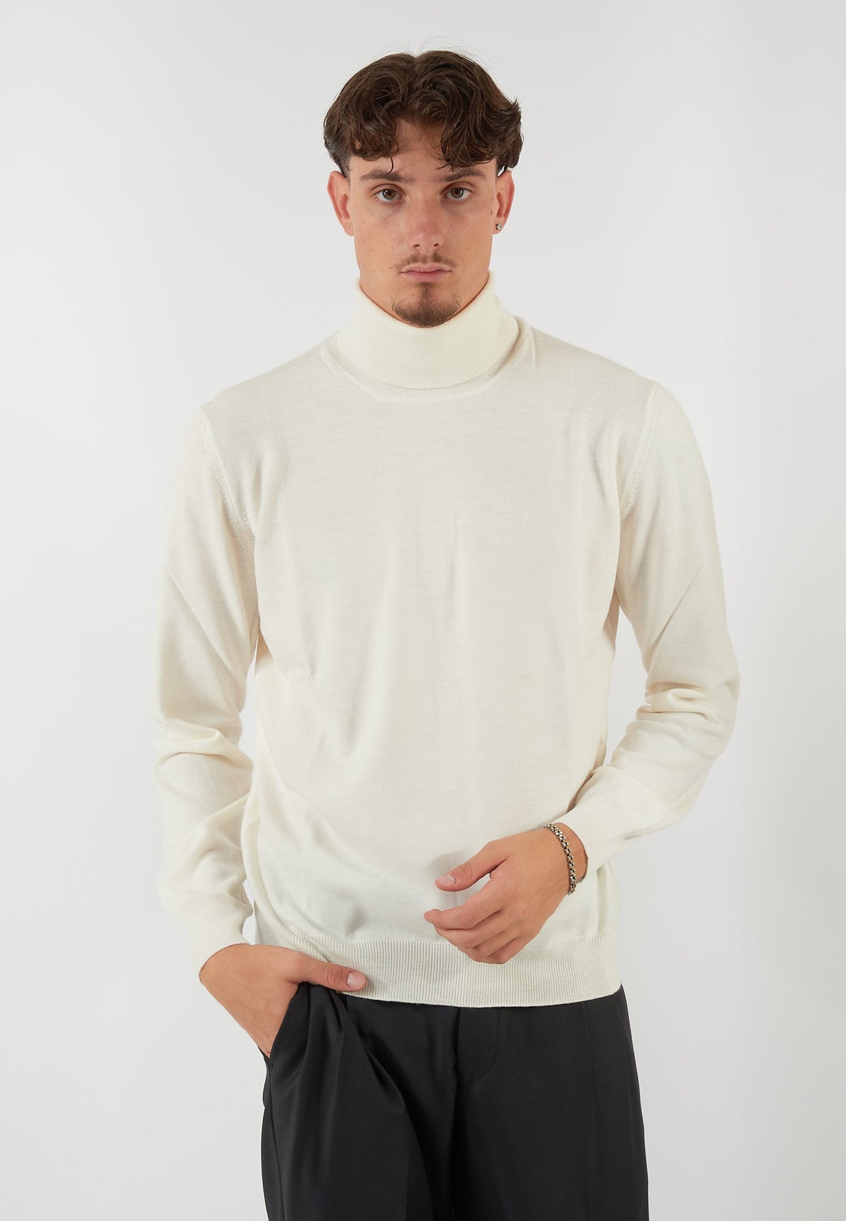 MAGLIA COLLO ALTO PANNA