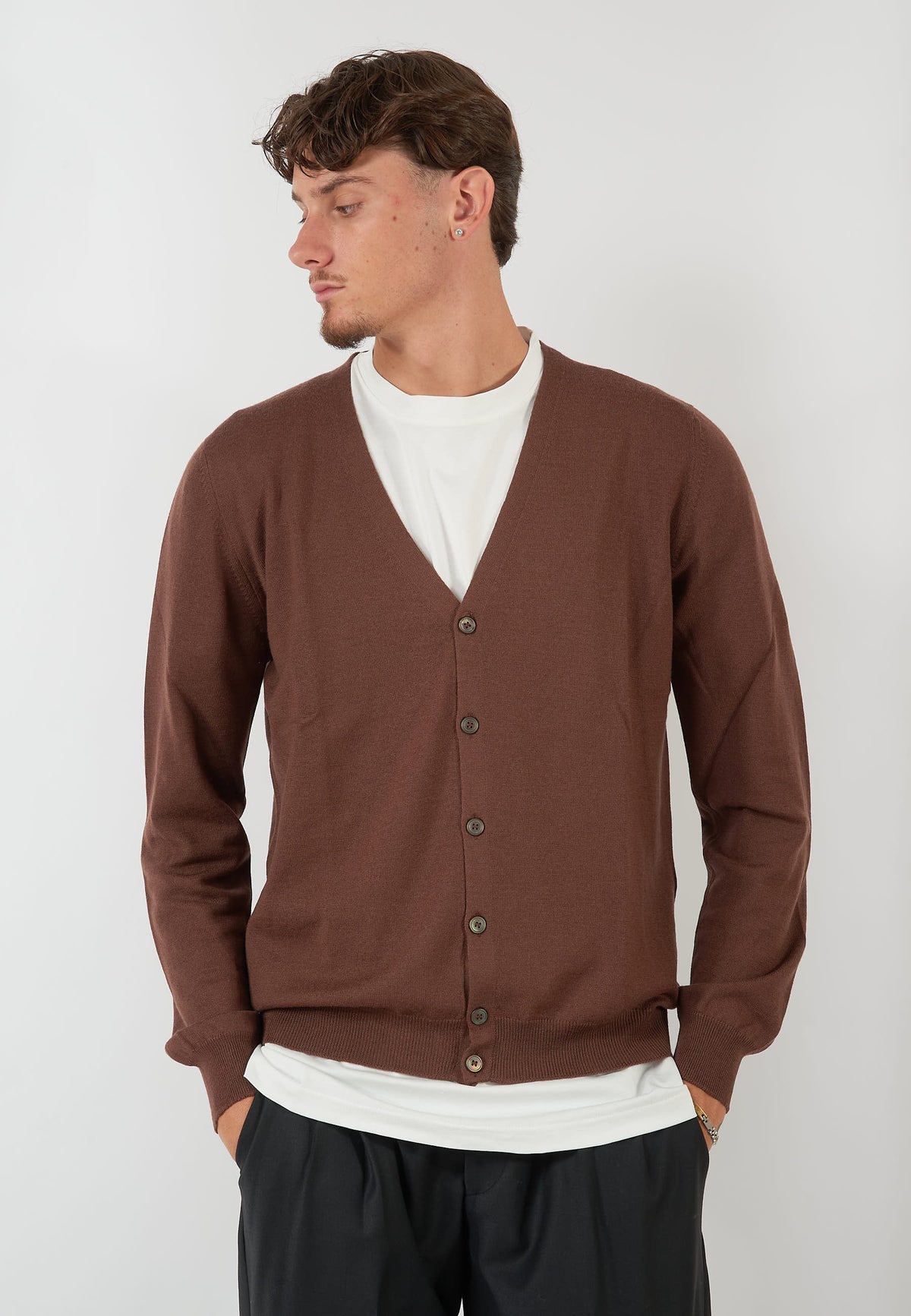 CARDIGAN MARRONE