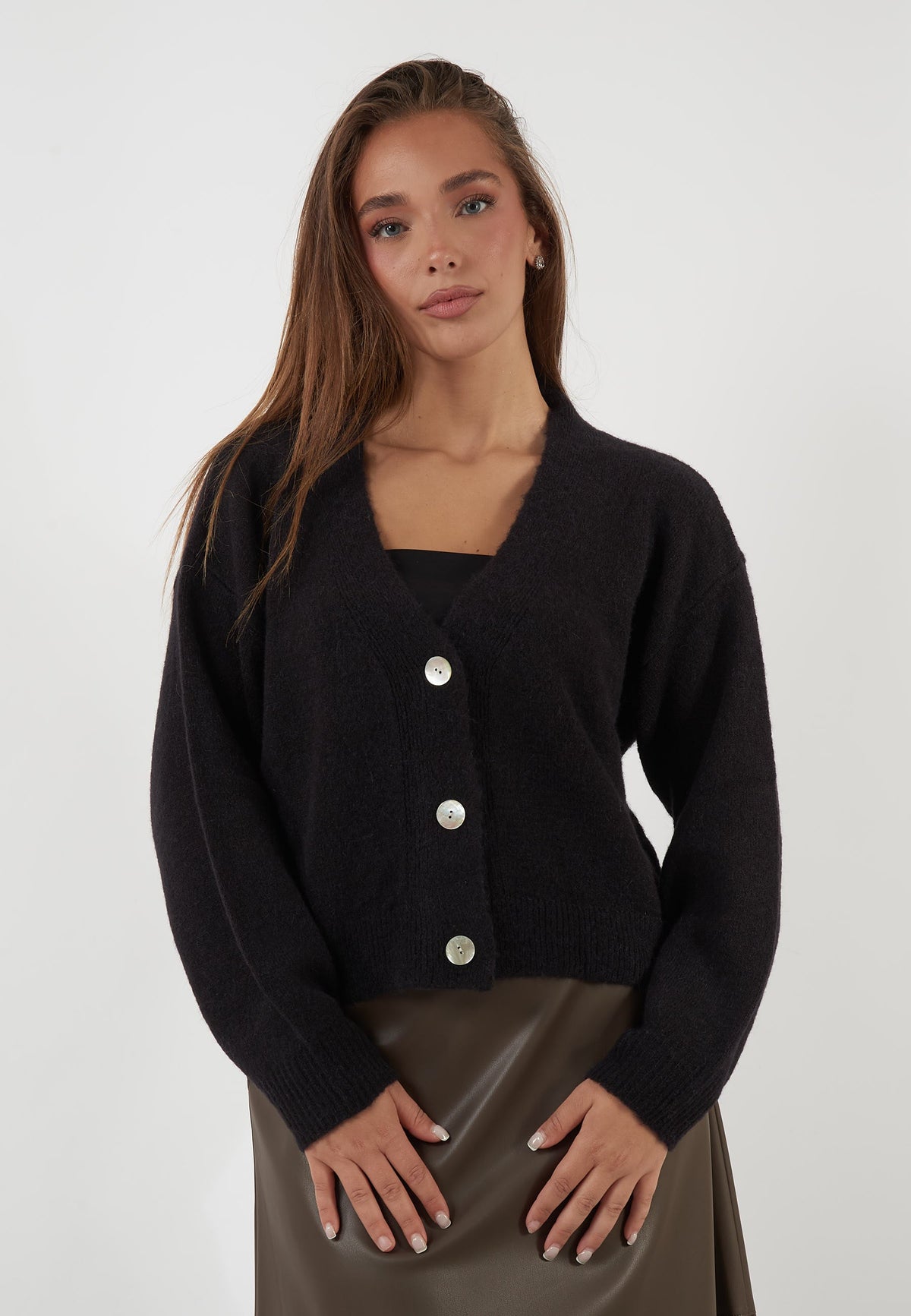 CARDIGAN IN MISTO ALPACA NERO