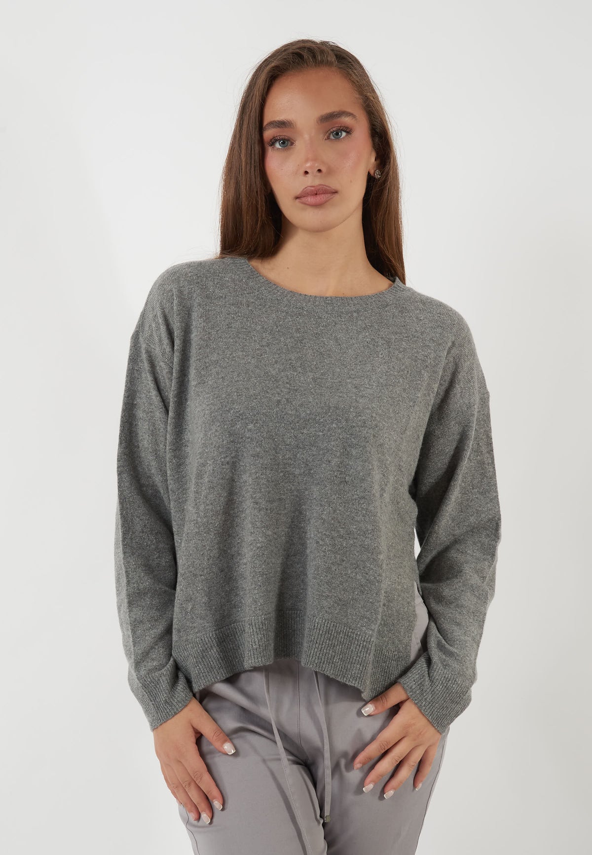 MAGLIA GIROCOLLO IN MISTO LANA E CASHMERE GRIGIA
