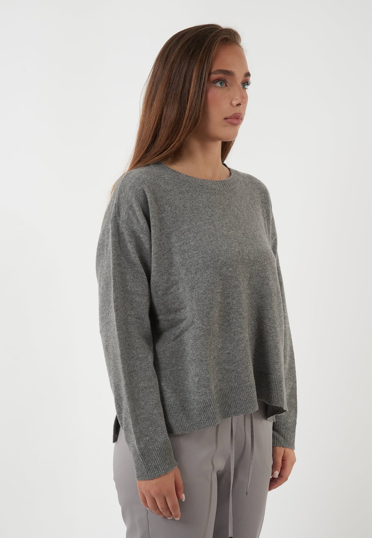 MAGLIA GIROCOLLO IN MISTO LANA E CASHMERE GRIGIA