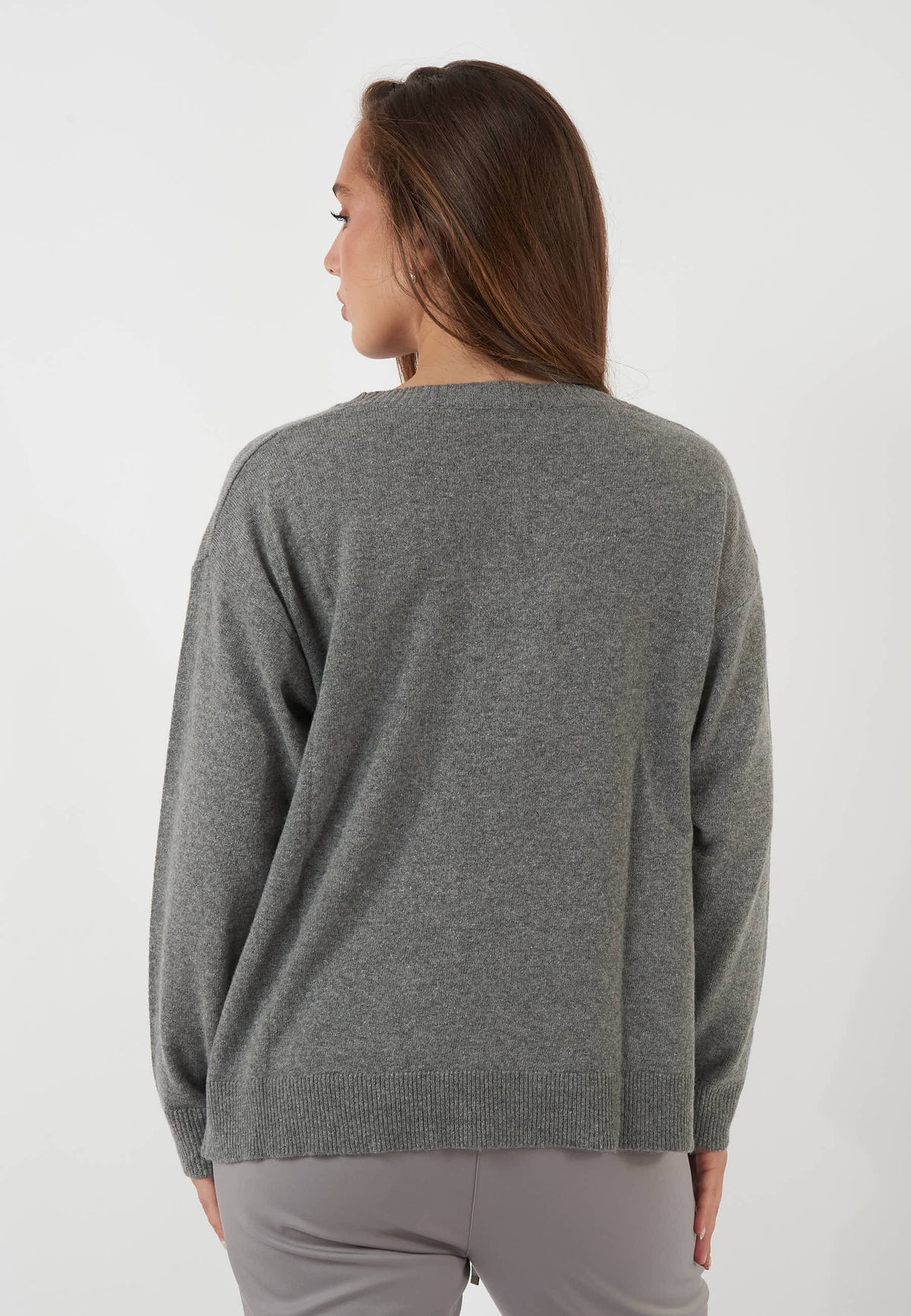 MAGLIA GIROCOLLO IN MISTO LANA E CASHMERE GRIGIA