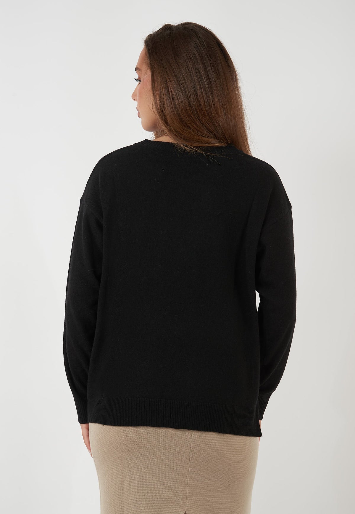 MAGLIA GIROCOLLO IN MISTO LANA E CASHMERE NERA