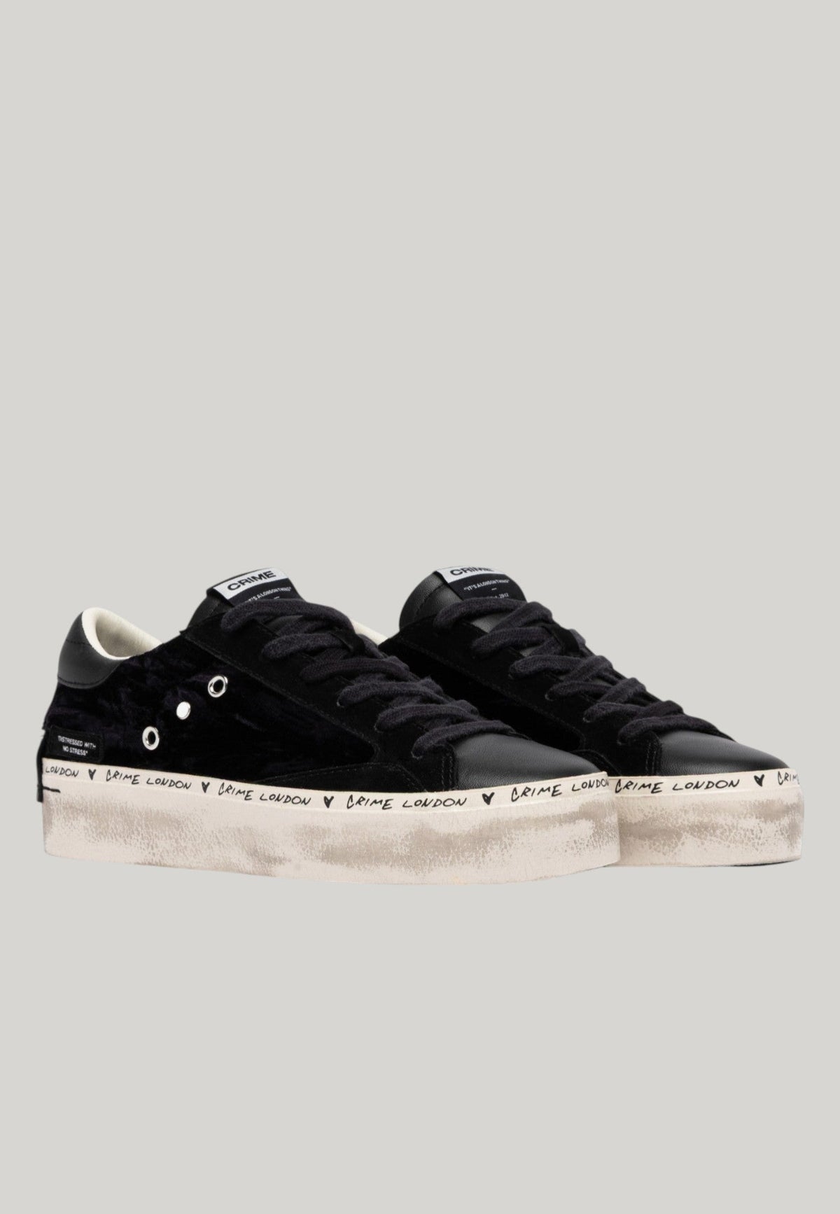 SNEAKERS DISTRESSED PLATFORM NERA