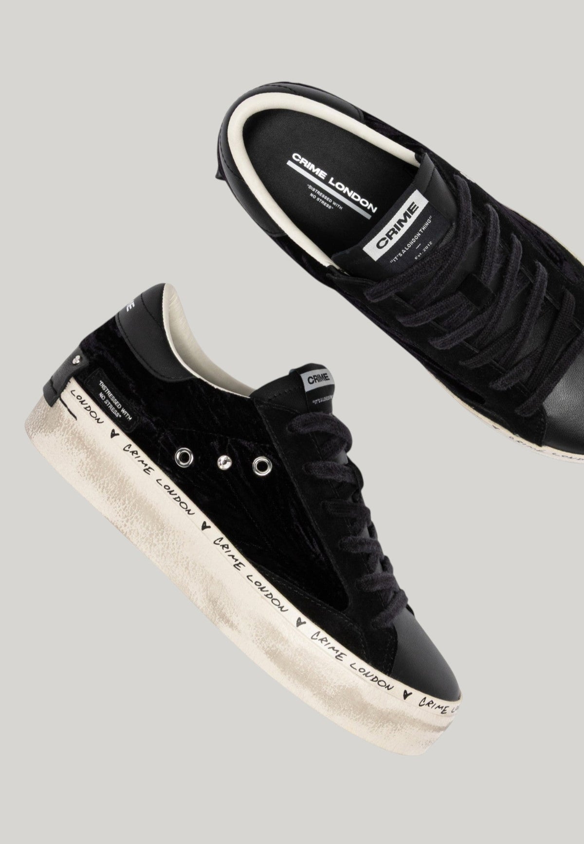 SNEAKERS DISTRESSED PLATFORM NERA