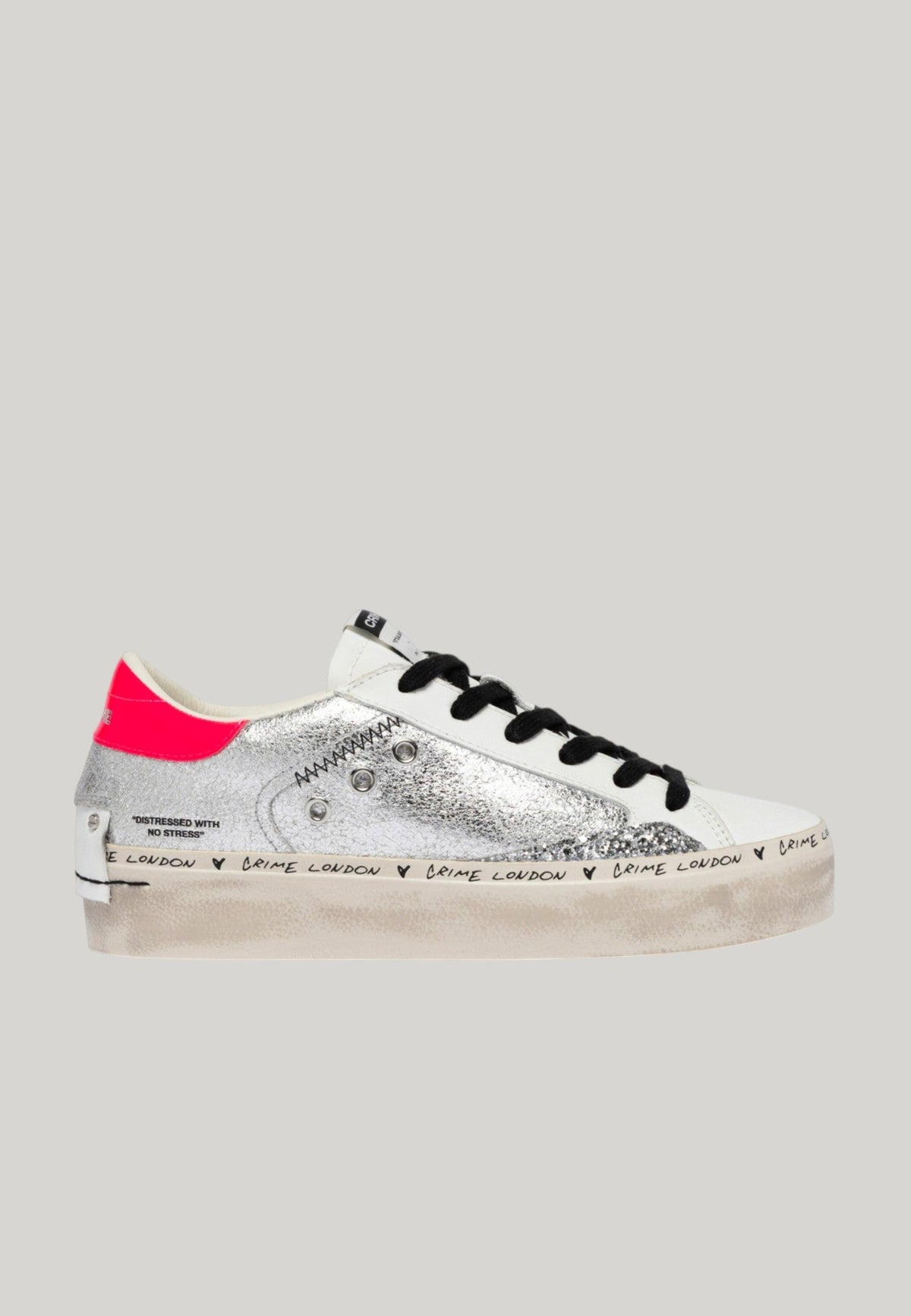 SNEAKERS DISTRESSED PLATFORM ARGENTO