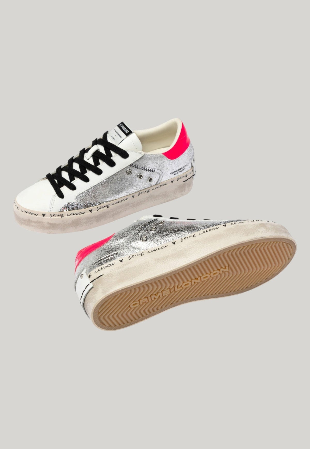 SNEAKERS DISTRESSED PLATFORM ARGENTO