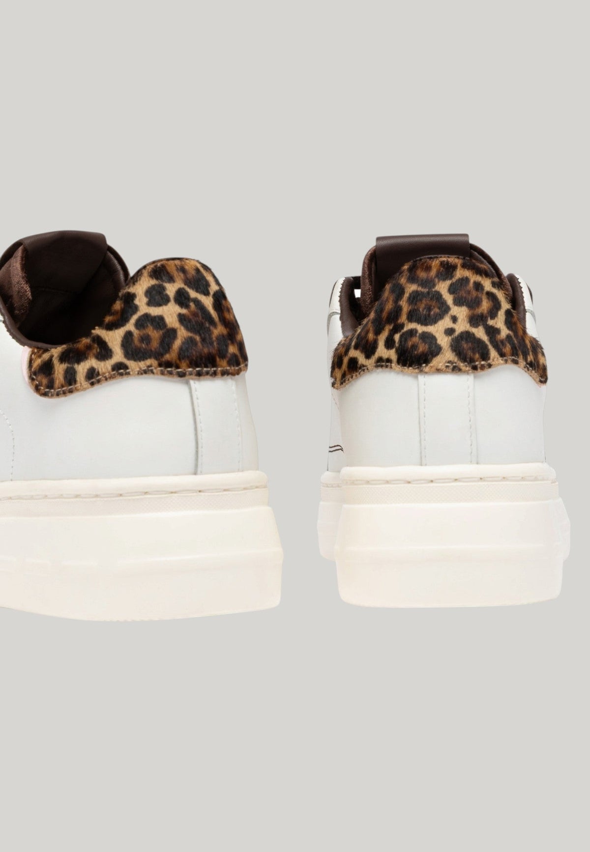 SNEAKERS ELEVATE BIANCHE CON TALLONE LEOPARDATO