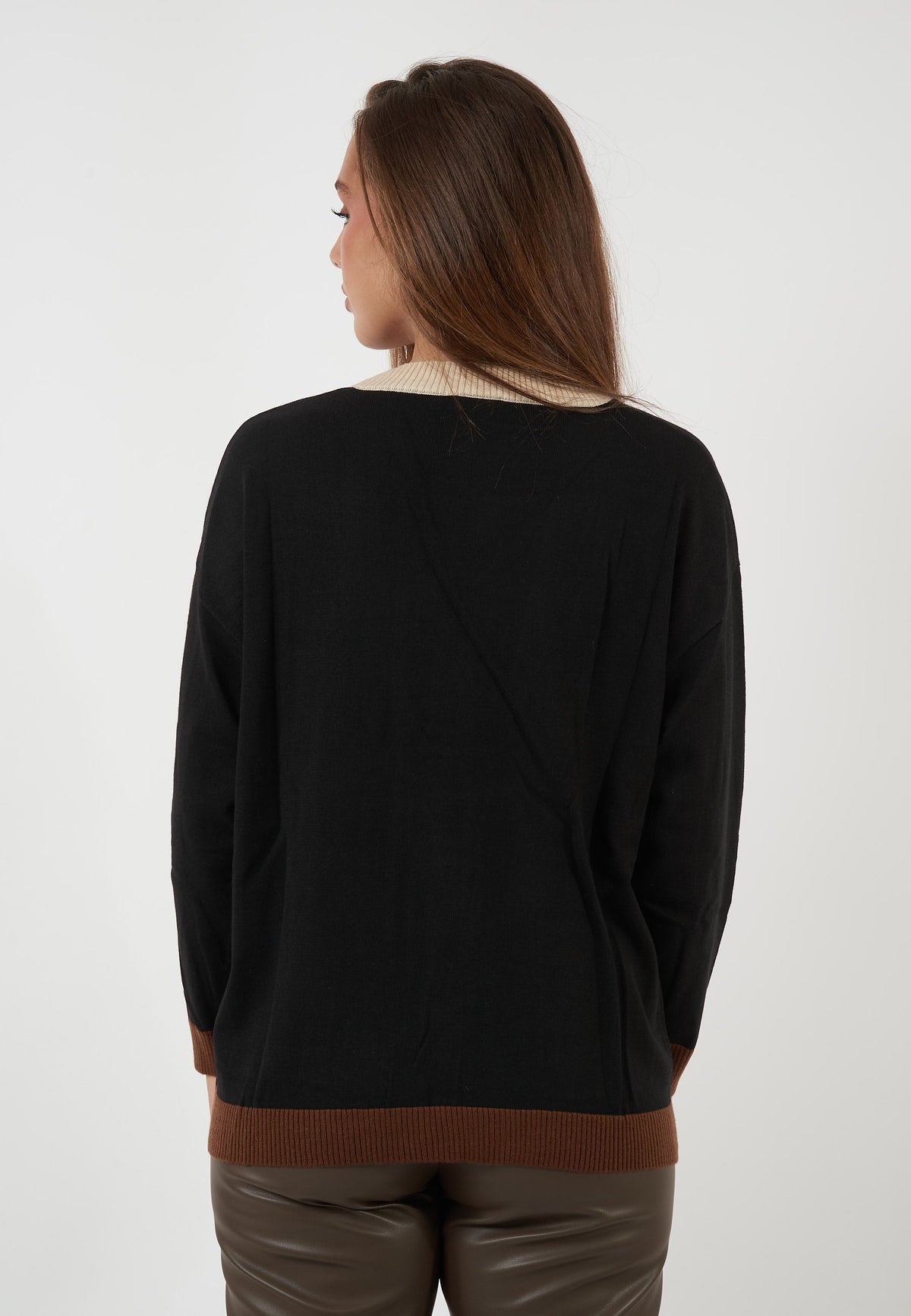CARDIGAN NERO CON BORDI A CONTRASTO