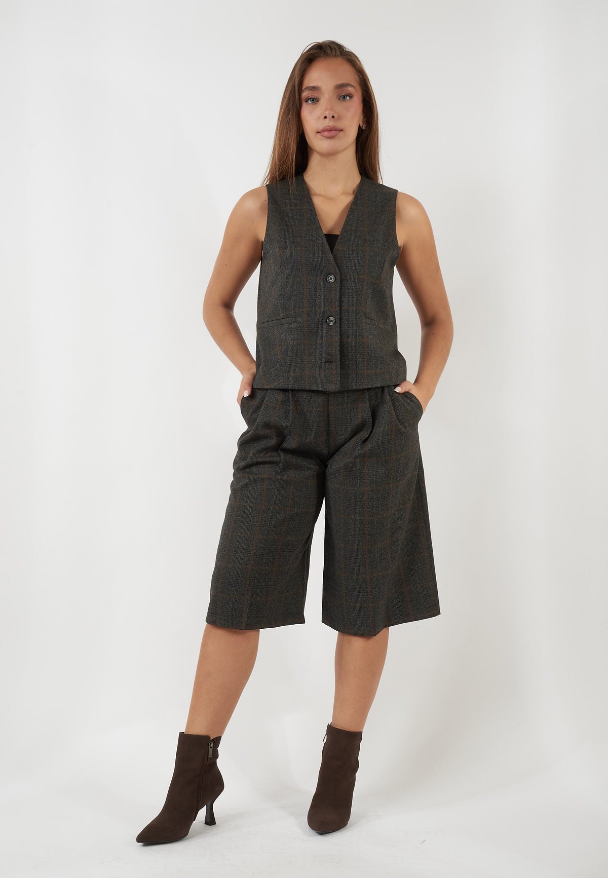 GILET A QUADRI GRIGIO ANTRACITE