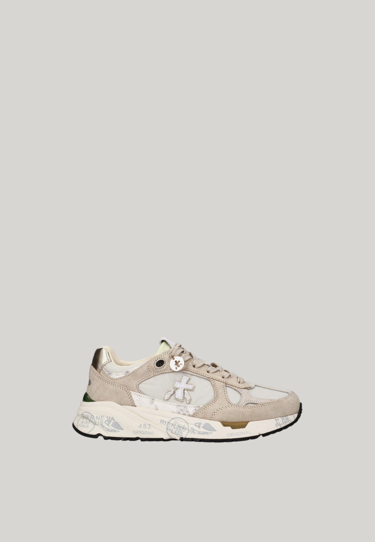 SNEAKERS MASED 8116 BEIGE CON DETTAGLI ORO