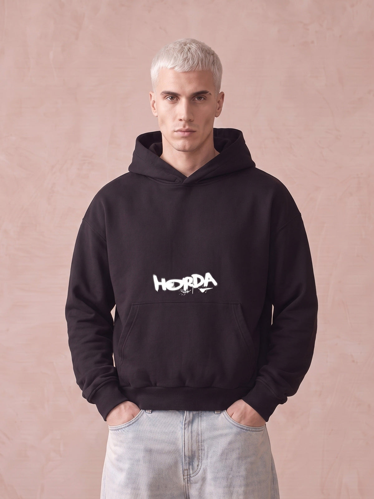 Felpa con Cappuccio Nera Oversize Hangover 330g