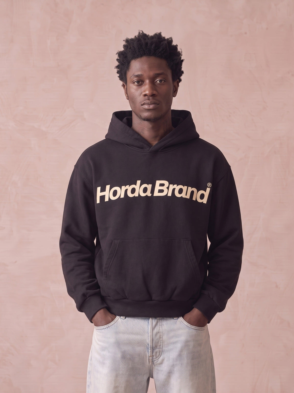 Felpa con Cappuccio Nera Oversize Horda Brand 330g