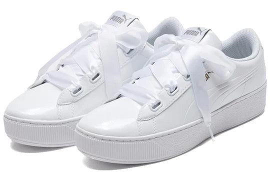 Puma Women's Vikky Platform Ribbon 366419 02 White Wedge Sneakers