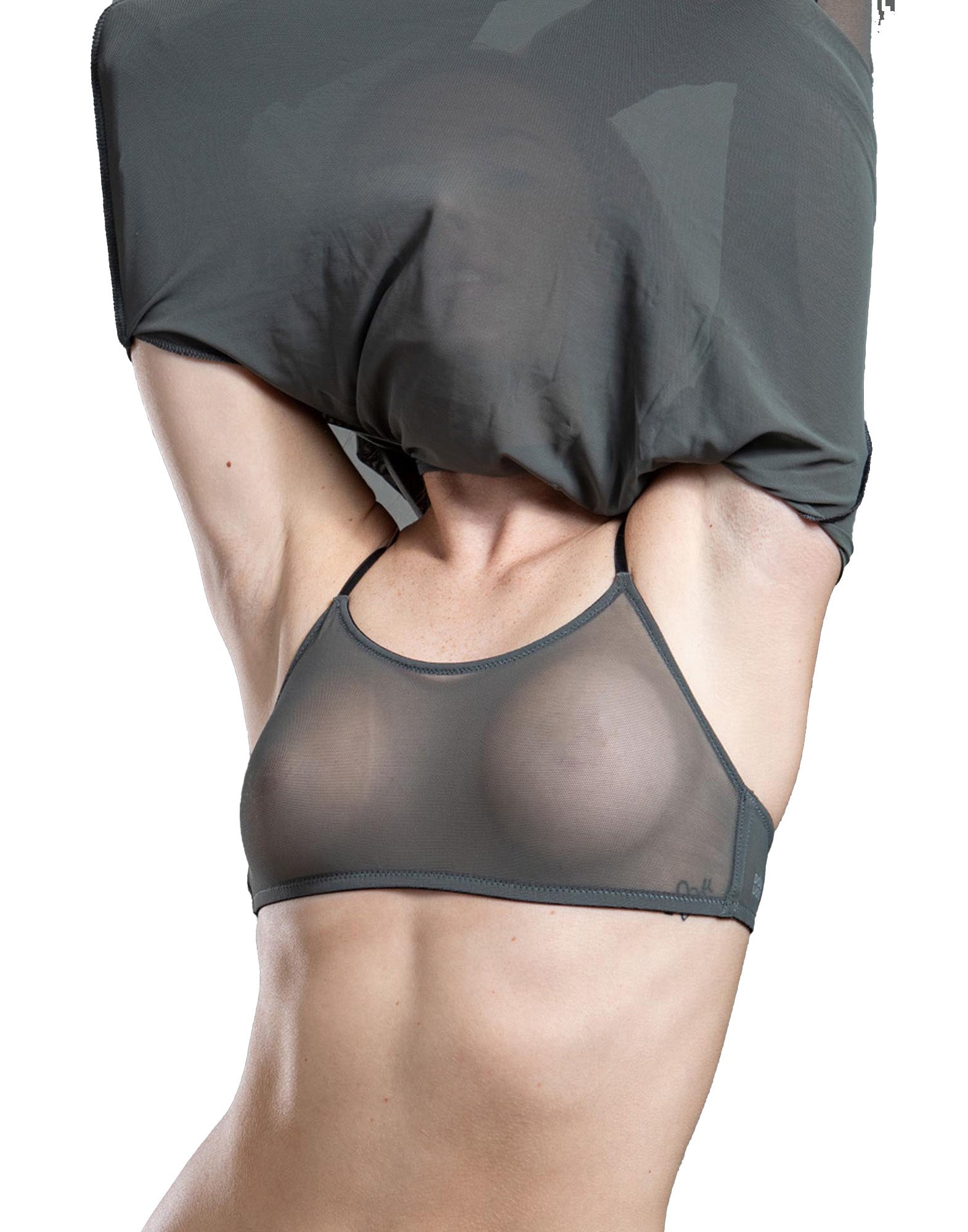 DOUUOD Reggiseno a Fascia in Tulle Grigio