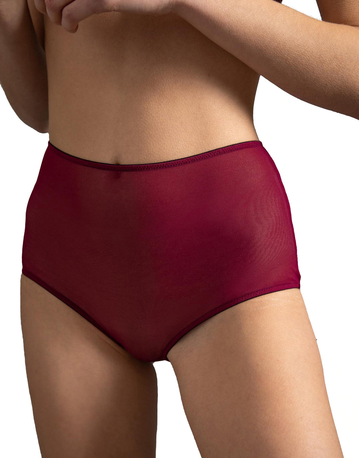 DOUUOD Slip a Culotte in Tulle Elasticizzato Bordeaux