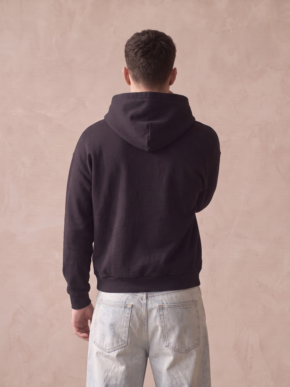 Felpa con Cappuccio Nera Oversize Hand 330g