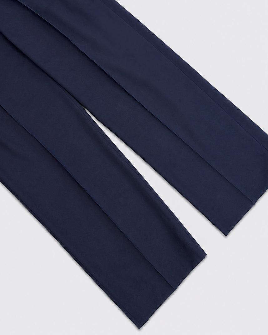 Pantalone In Lana Wide Leg Blu Navy