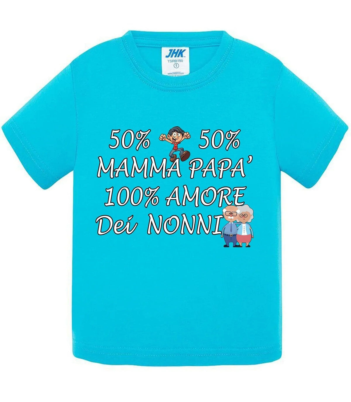 STREET STYLE T-shirt Bambino e Bambina Baby &amp; Kid 50% Mamma 50% Papà Amore dei Nonni - Vari colori