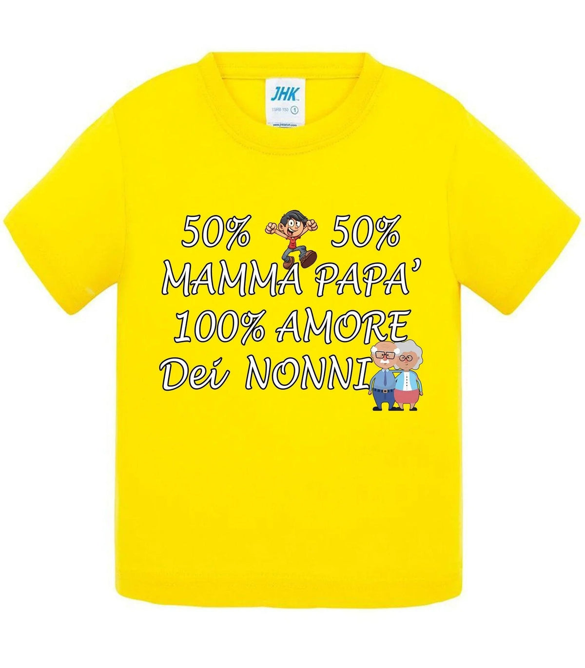 STREET STYLE T-shirt Bambino e Bambina Baby &amp; Kid 50% Mamma 50% Papà Amore dei Nonni - Vari colori