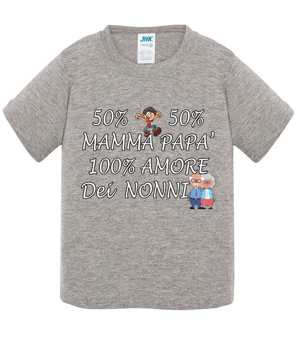 STREET STYLE T-shirt Bambino e Bambina Baby &amp; Kid 50% Mamma 50% Papà Amore dei Nonni - Vari colori