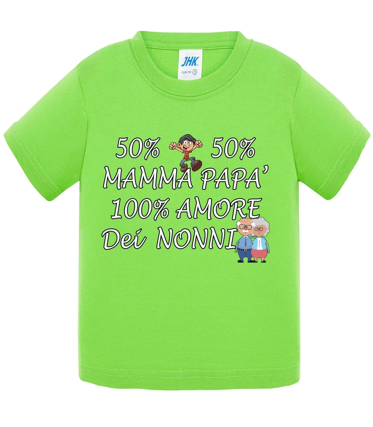 STREET STYLE T-shirt Bambino e Bambina Baby &amp; Kid 50% Mamma 50% Papà Amore dei Nonni - Vari colori