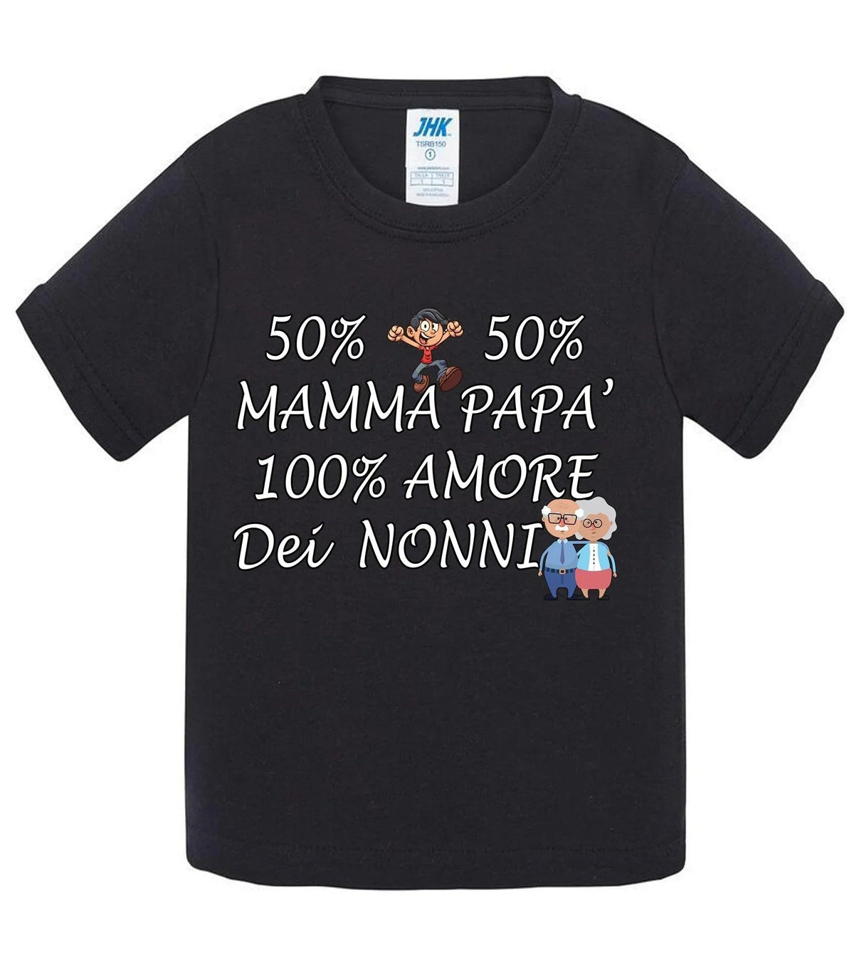 STREET STYLE T-shirt Bambino e Bambina Baby &amp; Kid 50% Mamma 50% Papà Amore dei Nonni - Vari colori